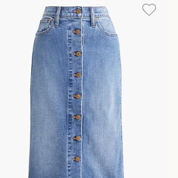 NWOT J.Crew Petite Denim button-front midi skirt in 0P - Picture 4 of 5